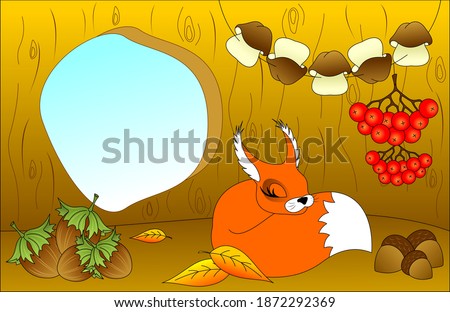 red squirrel sleeps in a hollow during hibernation Royalty-Free Stock Photo #1872292369
