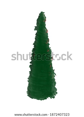 Hand drawn Christmas tree with some snow on a white isolated background
