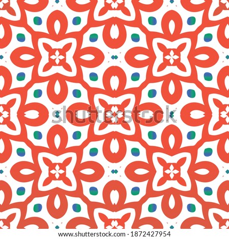 Ornamental talavera mexico tiles decor. Modern design. Vector seamless pattern texture. Red gorgeous flower folk print for linens, smartphone cases, scrapbooking, bags or T-shirts.