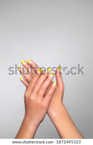 Perfect minimalistic manicure with geometry in trendy colors of year 2021.
