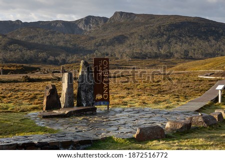 The starting location of the Overland Track in Cradle Mountain - Lake St Clair National Park, Tasmania, Australia. Royalty-Free Stock Photo #1872516772