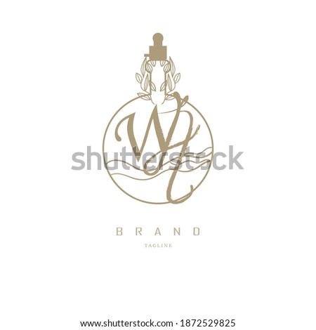 logo wa, aw. perfume bottle logo and lettering inspiration. copper colored logo