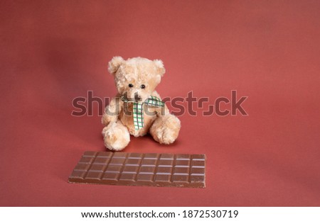 bear and milk chocolate on chocolate background
