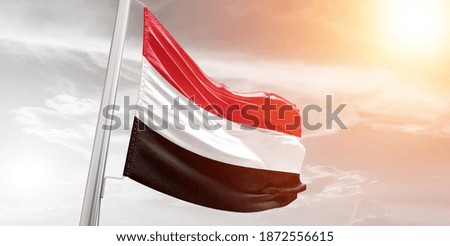 Yemen flag waving on the wind