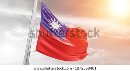 Taiwan flag waving on the wind