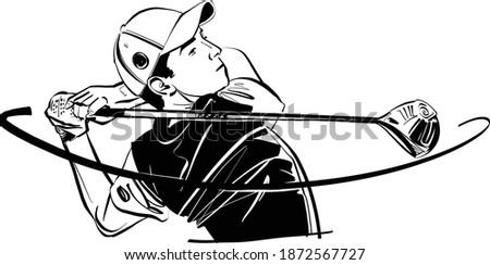 the vector illustration of the golf player 