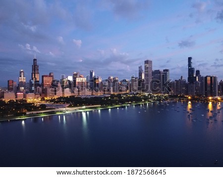 Aerial Views of Chicago Skyline