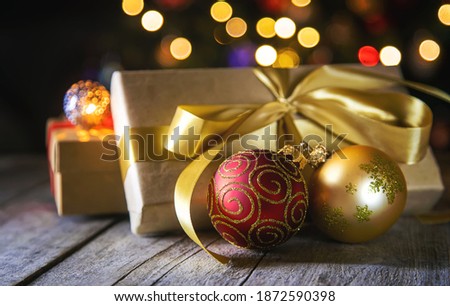 Christmas background with gifts under the Christmas tree. Selective focus. holiday.