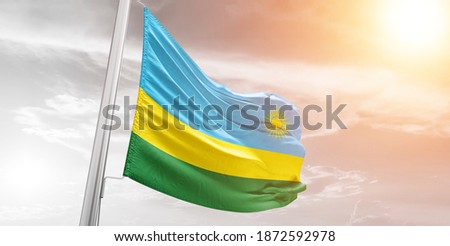 Rwanda flag waving on the wind