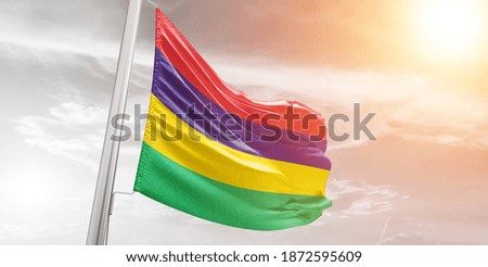 Mauritius flag waving on the wind
