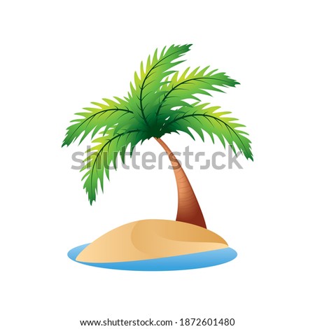 tropical island palm tree sea travel icon image white background vector illustration