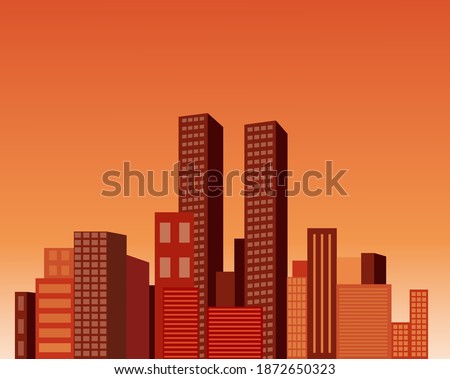 buildings sunset or sunrise  vector illustration