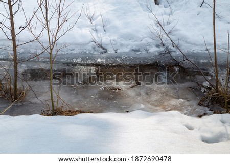 Photo of melted snow in a sunny early spring day