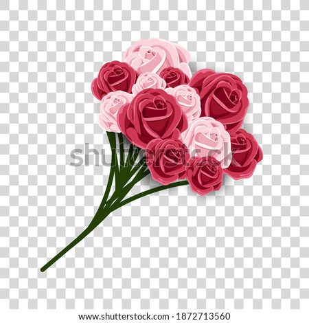Beautiful bunch of roses isolated on transparent background