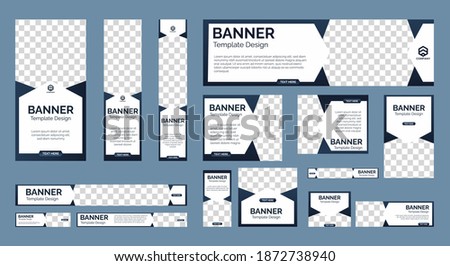 set of abstract web banners of standard size with a place for photos. Business ad banner. Vertical, horizontal and square template. vector illustration