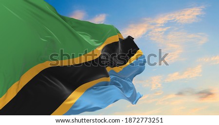 Large Tanzania flag waving in the wind