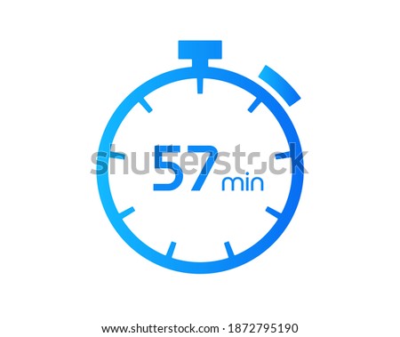 57 Minutes timers Clocks, Timer 57 mins icon, countdown icon. Time measure. Chronometer vector icon isolated on white background