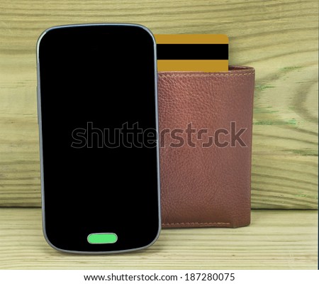 Attributes for mobile payments - conceptual image with wood background