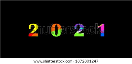 2021 New Year banner color. Paper cut numbers bright colors. Template for Christmas flyers, greeting cards, brochures, calendar and cover . Vector.