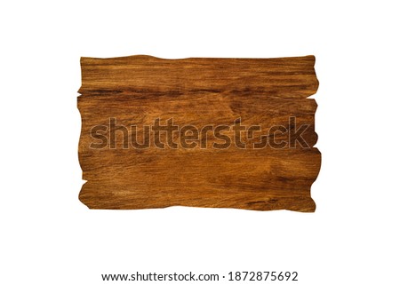Horizontal wooden sign isolated on white background with clipping path for design or work