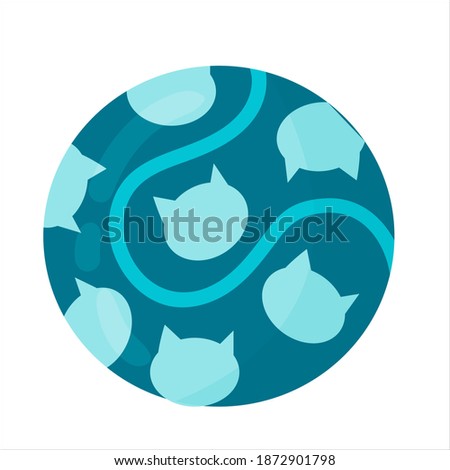 a toy for a cat or dog. ball with pictures. Accessories for pets. An element from a set of doodles drawn by hand. Isolated illustration on a white background.