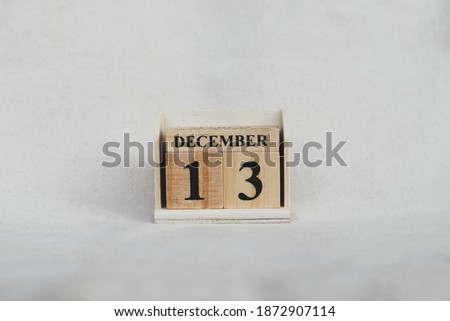 December 13th. Image of December 13 Pastel color calendar on white canvas background. empty space for text