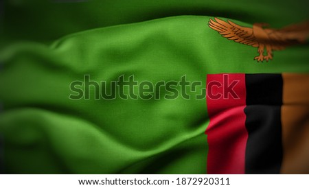 close up waving flag of Zambia. flag symbols of Zambia.