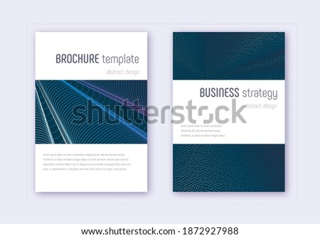 Minimalistic cover design template set. Red white blue abstract lines on dark background. Excellent cover design. Bizarre catalog, poster, book template etc.