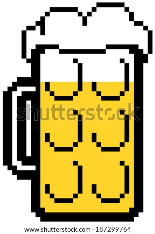 Vector drawing of a pixelated jar of beer