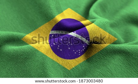 Brazilian flag with messy wavy fabric pattern