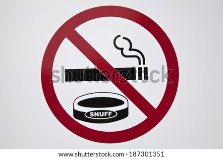 No smoking and snuffing sign on the white background
