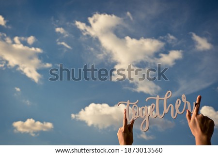 Wooden letter look great into the blue sky and soft lighting sunshine
