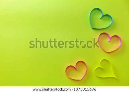 World health day background, Healthcare and medical background concept of heart ribbon on yellow paper background Copy space.