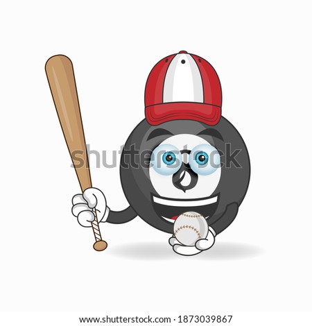 Billiard ball mascot character with baseball playing gear. vector illustration