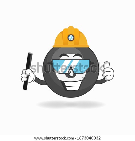 The Billiard ball mascot character becomes a mining officer. vector illustration
