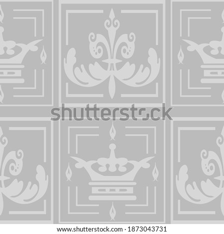 Royal background wallpaper, seamless pattern. Colors: light gray tones. Pattern for a seamless texture. Perfect for fabrics, covers, posters, home decor or wallpaper. Vector background