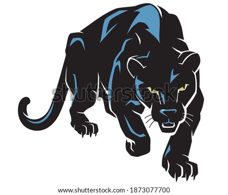 Black Panther Predator Crouching, Hunting Royalty-Free Stock Photo #1873077700