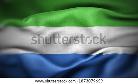 close up waving flag of Sierra Leone. flag symbols of Sierra Leone.