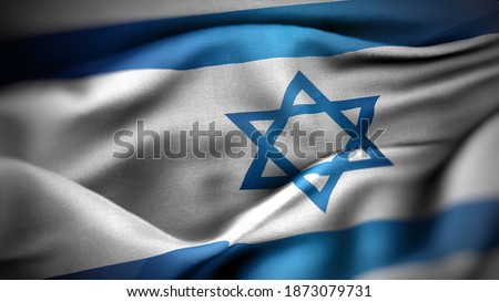 close up waving flag of Israel. flag symbols of Israel. Royalty-Free Stock Photo #1873079731