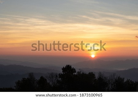 colorful of sky and beautiful mountain landscape.Morning sunrise time mountain scenery