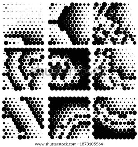 Ink Print Distress Background . Halftone Dots Grunge Texture. Black and white illustration.
