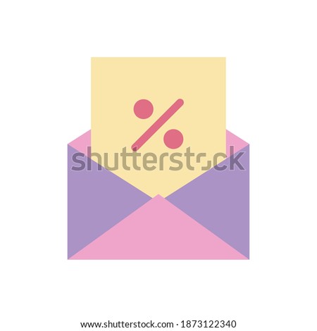 envelope with one card and one percentage coming out of it vector illustration design