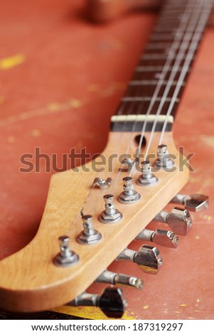 close up of the guitar