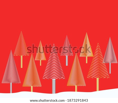 Vector illustration of Christmas trees with red background