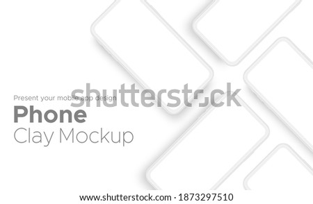 Mobile App Design Clay Phone Showcase Mockup With Space for Text Isolated on White Background. Vector Illustration