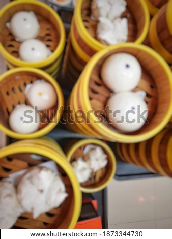 Blur picture background of Chinese buns at Chinese Restaurant in Bangkok,  Thailand,  Asia. 