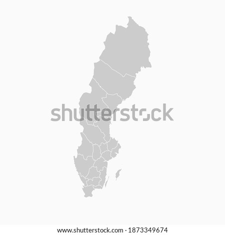 Sweden Map Gray Color. Geographic Isolated Gray Vector Country Border Map Of Sweden. Vector Illustration