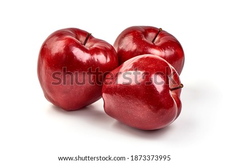 Red delicious apples, isolated on white background.