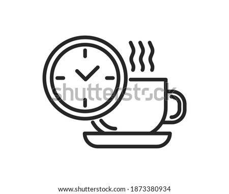 Coffee break black icon. Coffee time icon, tea time , thin linear symbol for web and mobile phone on white background. Productivity concept for mobile apps and web usage. Vector illustration