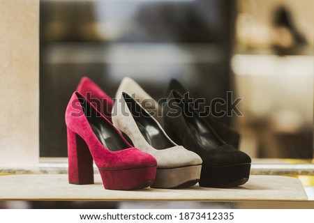 Women shoes in a store - shopping concept